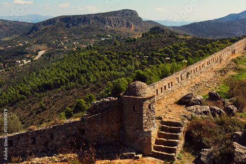 Wall of the fortress of Palamidi, Nafplio, Greece