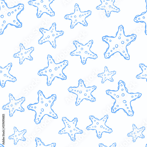 Vector seamless pattern with hand drawn seashells. Beautiful marine design elements, perfect for prints and patterns.