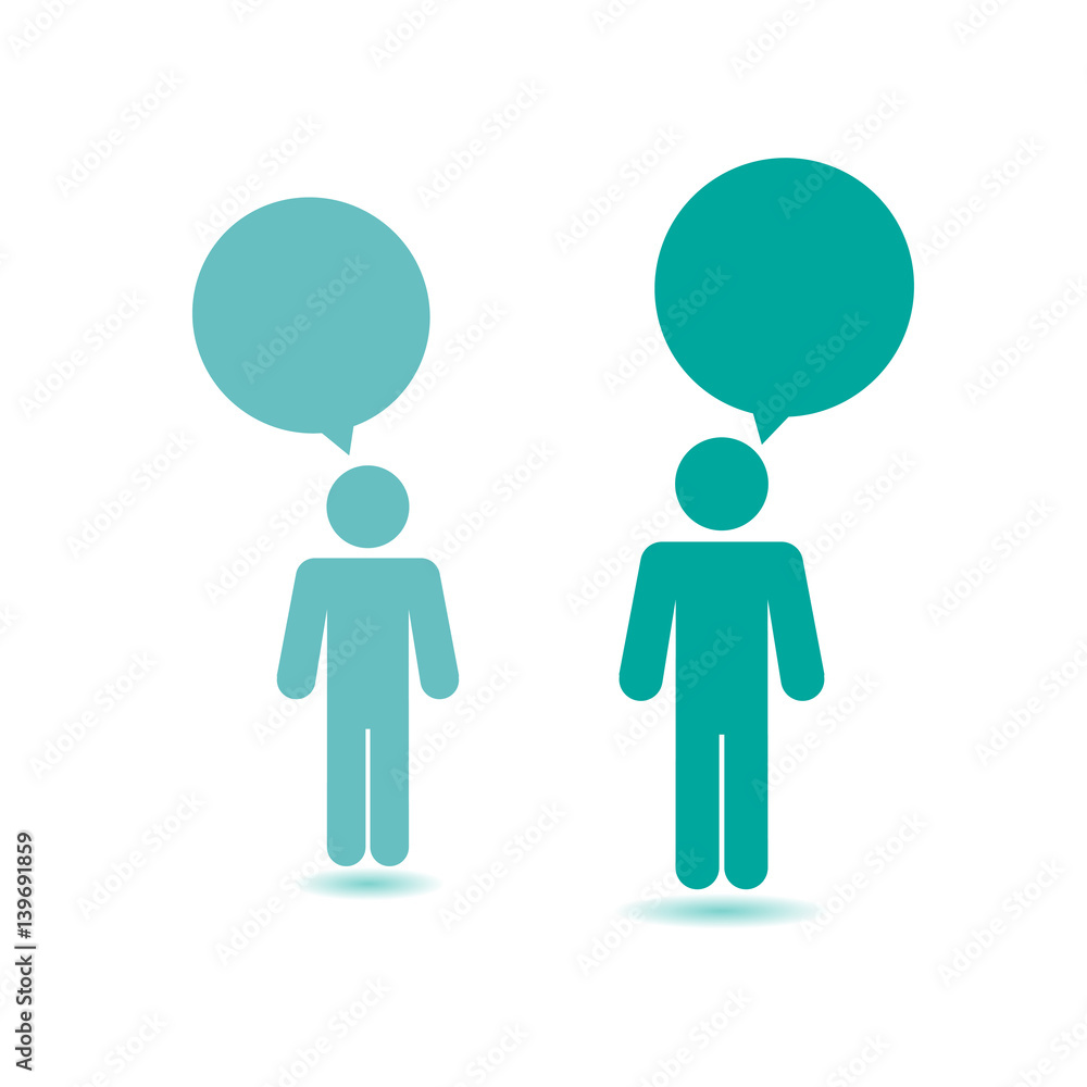 Man and woman with speech balloons talking to each other Man and woman with speech balloons talking to each other