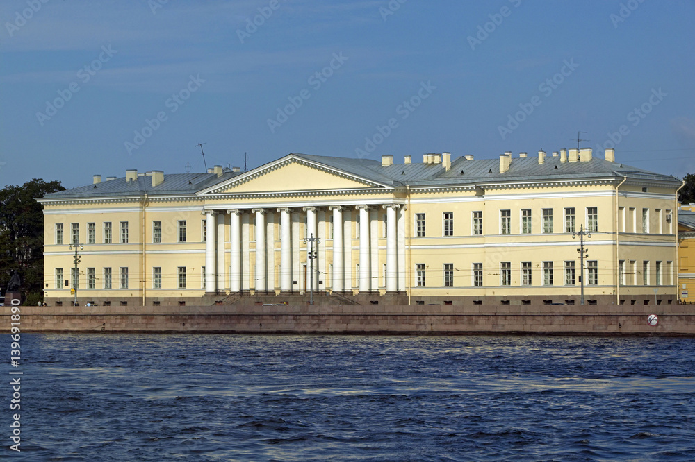 Academy of Sciences on the river Neva in St Petersburg