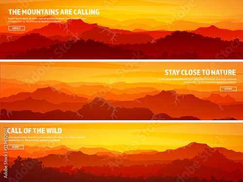 Mountains and forest. Wild nature landscape. Travel and adventure.Panorama. Into the woods. Horizon line.Trees,fog,wood.Backgrounds se