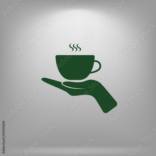Hand with coffee cup sign icon  vector illustration