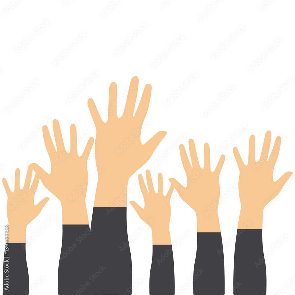 Raised hands volunteering vector concept