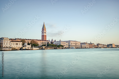 long time exposure of Venice waterfront in the morning, Piazza San Marco and The Doge's Palace, Venice, Italy, Europe, Retro style