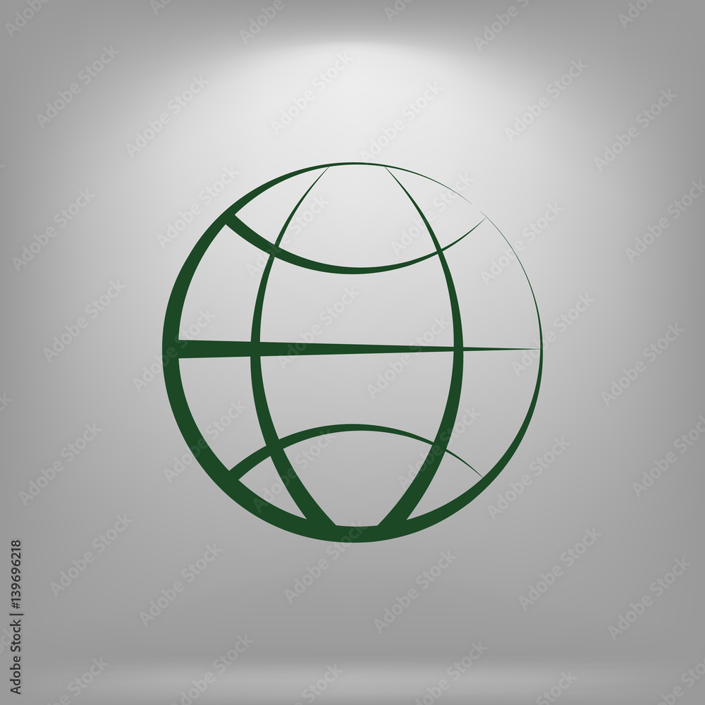 Flat paper cut style icon of globe Flat paper cut style icon of globe