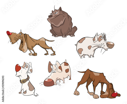 Set of Cute Dogs for you Design. Cartoon Character