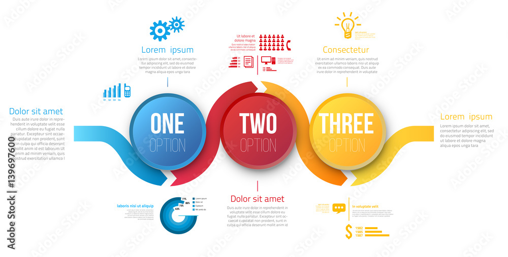 Infographics with 3 steps or options