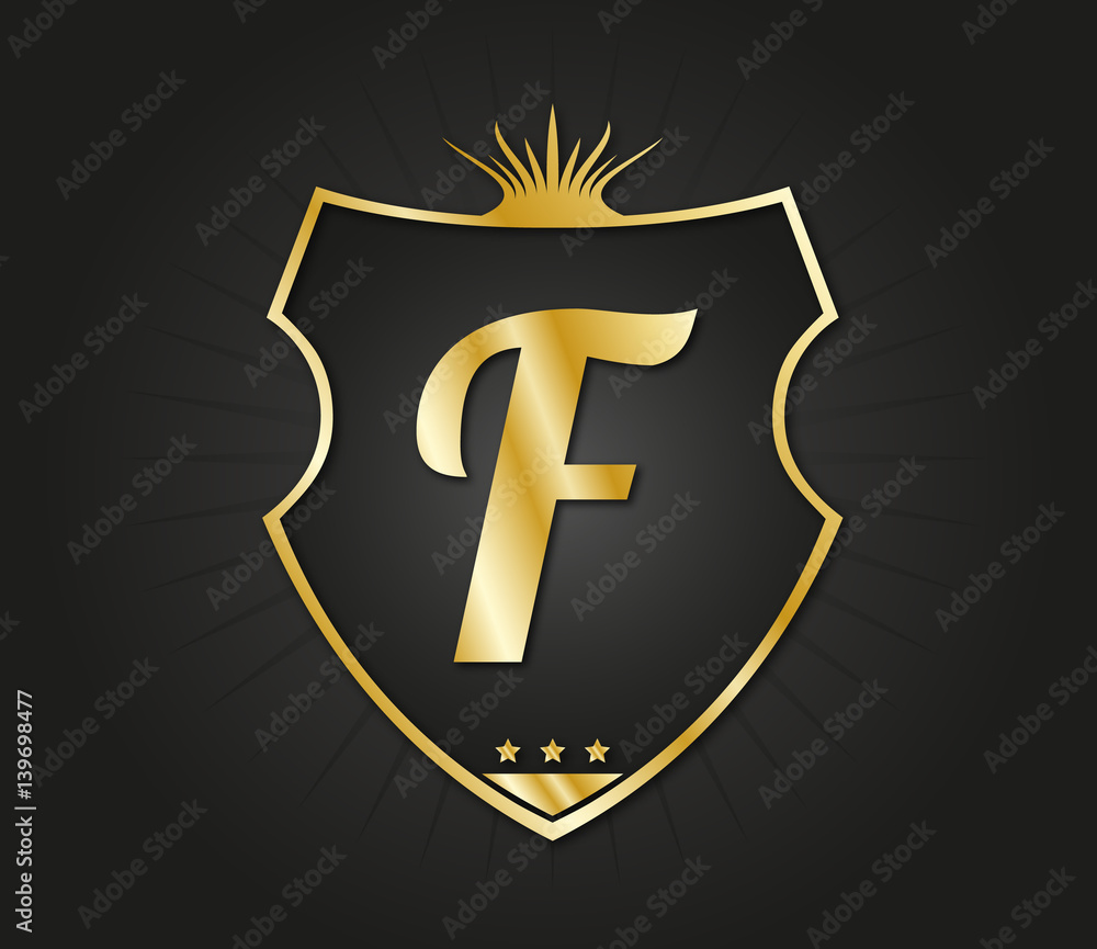 F Letter gold shield