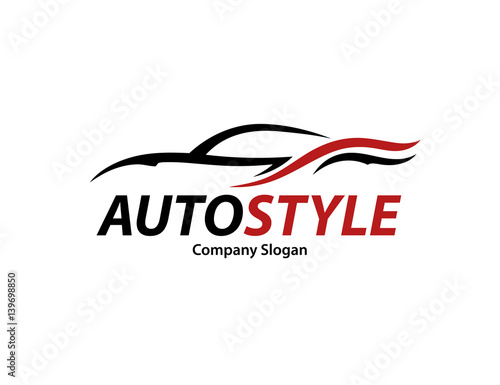Automotive car logo design with abstract sports vehicle silhouette