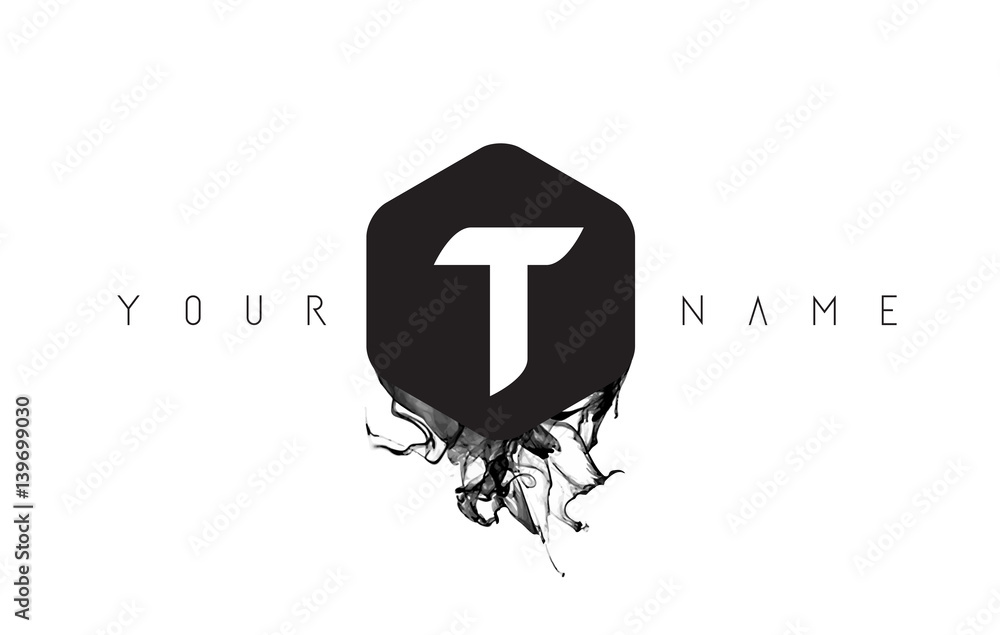 T Letter Logo Design with Black Ink Spill T Letter Logo Design with Black Ink Spill