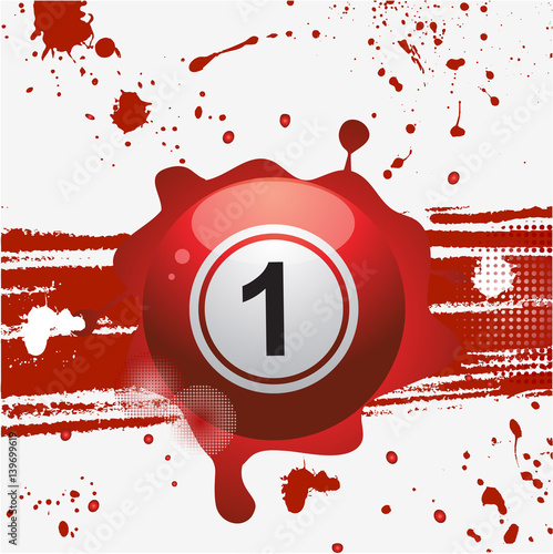 Red bingo ball over abstract grounge background