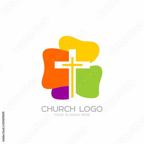 Church logo. Christian symbols. Cross of the Lord and Savior Jesus Christ.