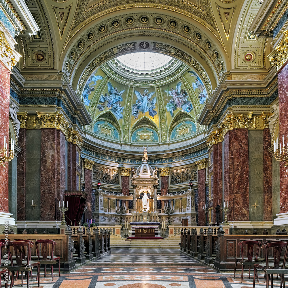 Sanctuary and altar of St. Stephen's Basilica in Budapest, Hungary