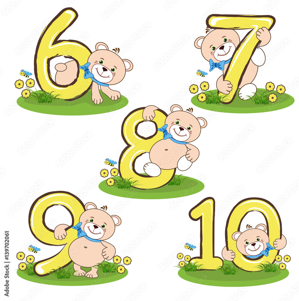Set of numbers with bears Set of numbers with bears