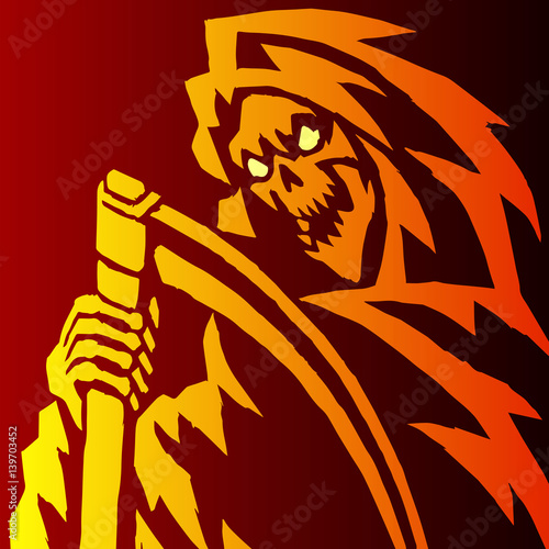 Scary grim reaper vector illustration