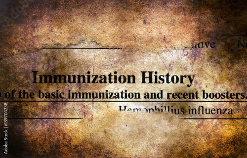 Immunization history form grunge concept