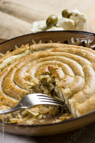 Fresh Baked Traditional Homemade Greek Buckwheat Pie with Cheese