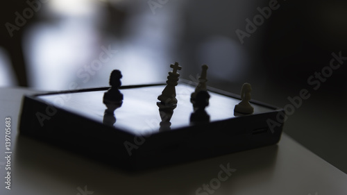 Begin chess game, Business leader fight concept.