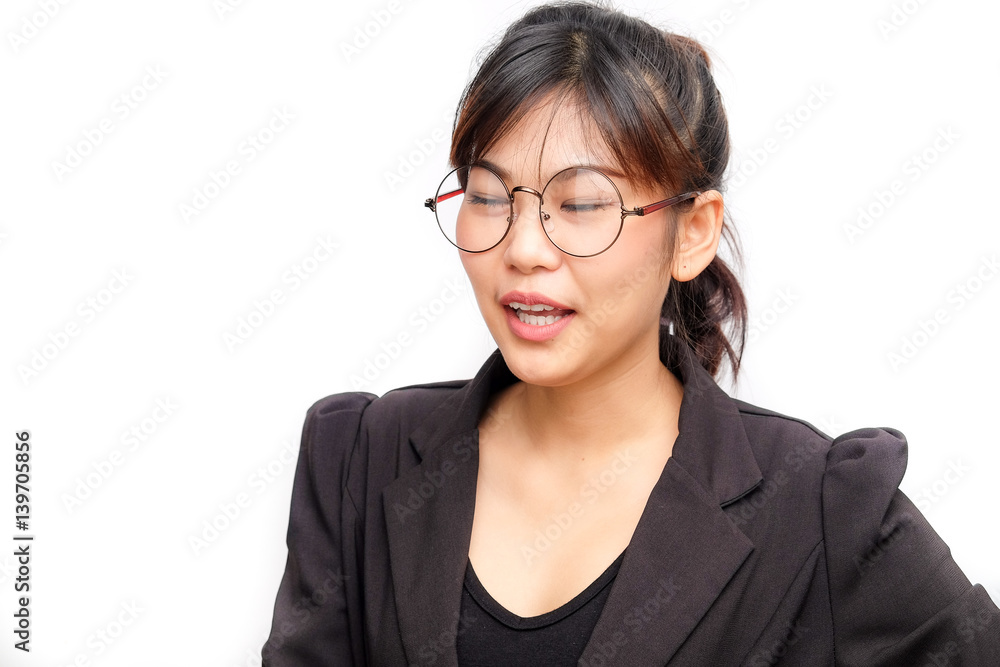 Business glasses women explaining something to audiences