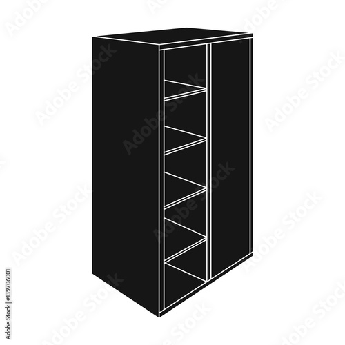 Light Cabinet with bins and mirror.Wardrobe for women's clothing.Bedroom furniture single icon in black style vector symbol stock illustration.