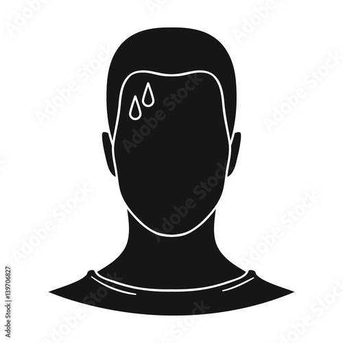 A sweaty man.The man is sweating from diabetes.Diabetes single icon in black style vector symbol stock illustration.