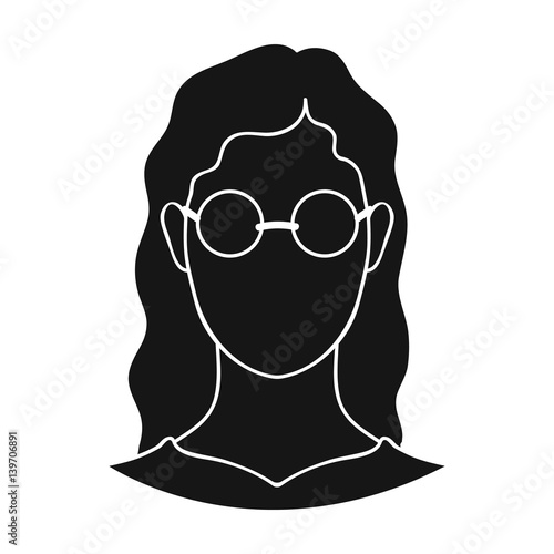 A woman with blond hair with glasses.A blind woman because of diabetes.Diabetes single icon in black style vector symbol stock illustration.