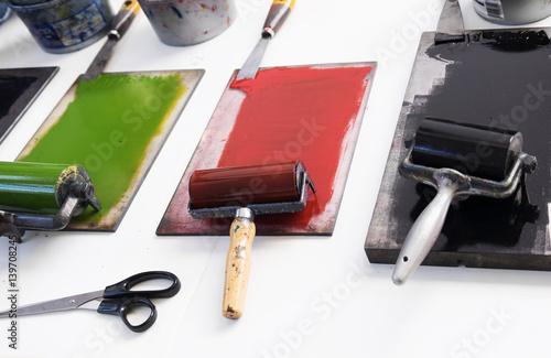 pant and rollers for making monoprint