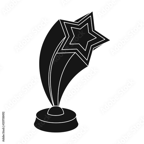 Cup in the shape of silver stars flying upward. Award for best performance of secondary roles.Movie awards single icon in black style vector symbol stock illustration.