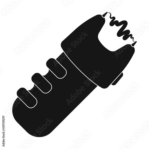 Taser icon in black style isolated on white background. Police symbol stock vector illustration.