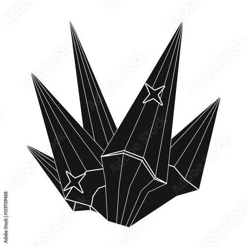 Red natural mineral icon in black style isolated on white background. Precious minerals and jeweler symbol stock vector illustration.