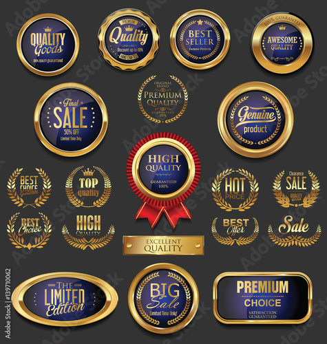 Golden badges and labels collection 