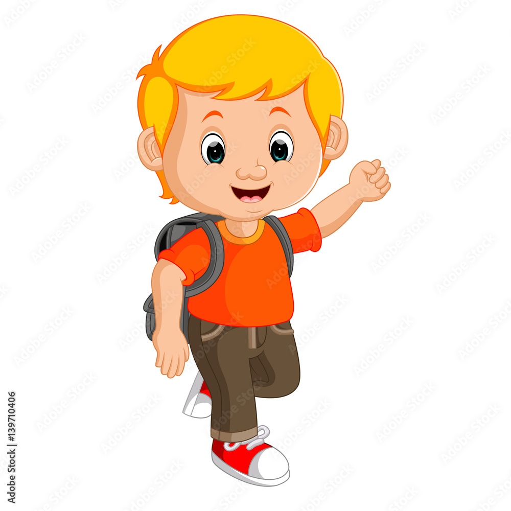 Boy with backpacks cartoon Boy with backpacks cartoon