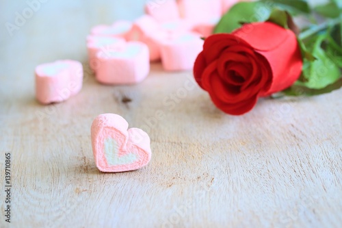 marshmallows with artificial roses