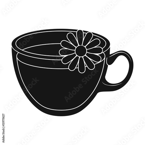 Glass mug with tea useful.Vegetarian therapeutic chamomile tea.Vegetarian Dishes single icon in black style vector symbol stock illustration.