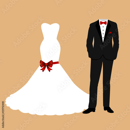 The bride and groom clothes