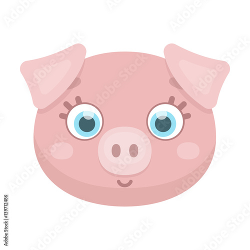 Pig muzzle icon in cartoon style isolated on white background. Animal muzzle symbol stock vector illustration.