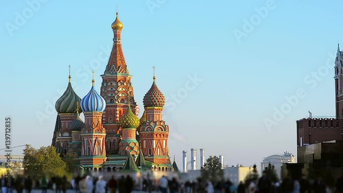 People are Walking on the Red Square in Moscow 