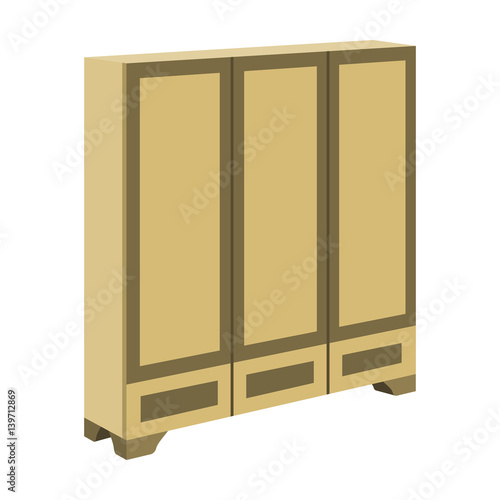 Bedroom wardrobe for clothing.Bedroom furniture for clothes.Bedroom furniture single icon in cartoon style vector symbol stock illustration.