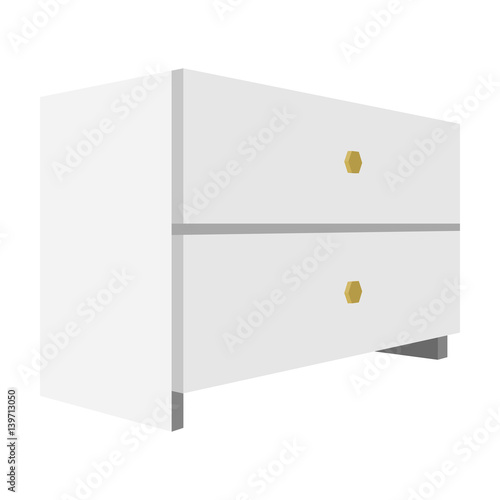 White bedside table with two drawers.Room accessories for all sorts of things.Bedroom furniture single icon in cartoon style vector symbol stock illustration.