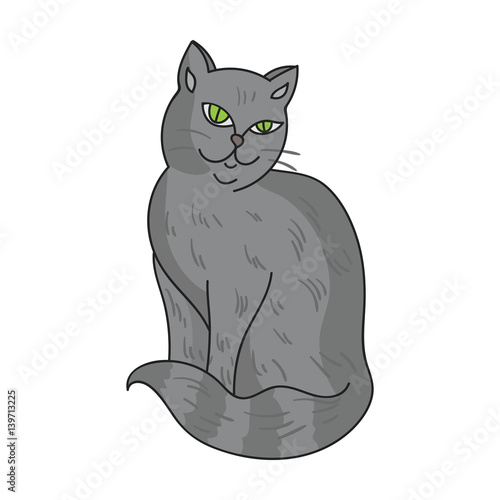 Nebelung icon in cartoon style isolated on white background. Cat breeds symbol stock vector illustration.