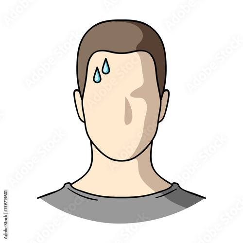 A sweaty man.The man is sweating from diabetes.Diabetes single icon in cartoon style vector symbol stock illustration.