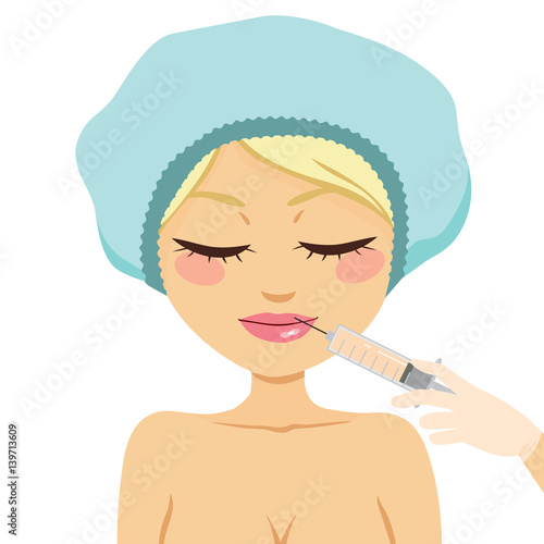 Illustration woman lips aesthetic treatment injection