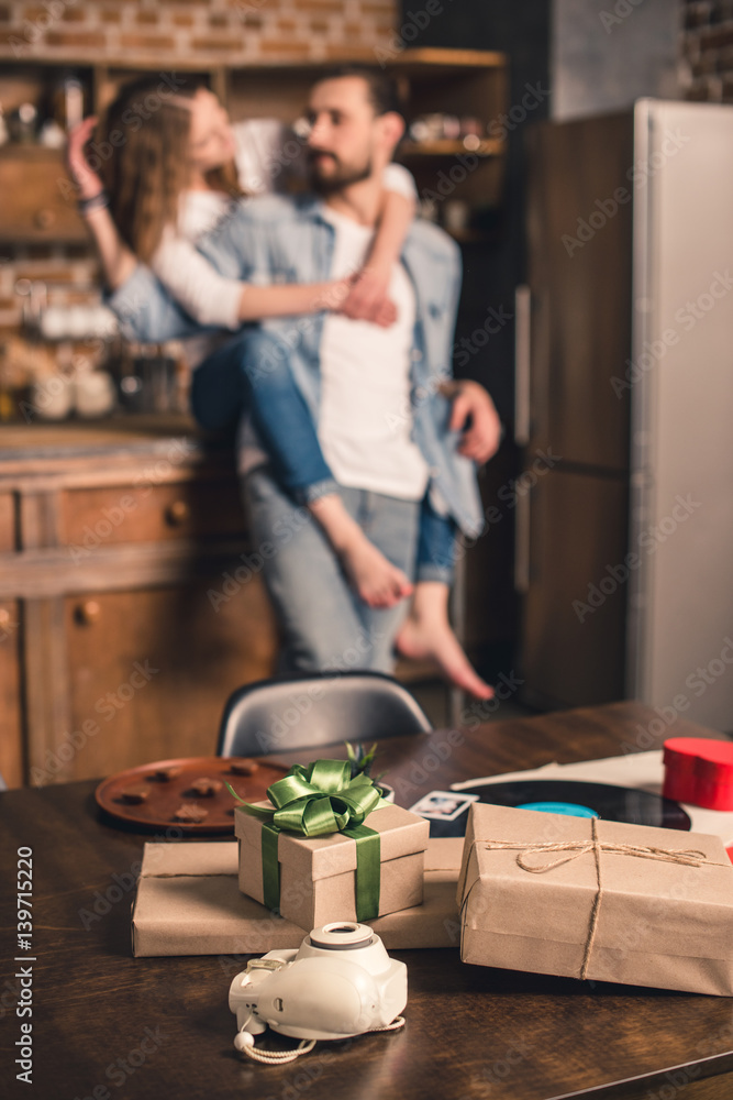 Present boxes on table Present boxes on table
