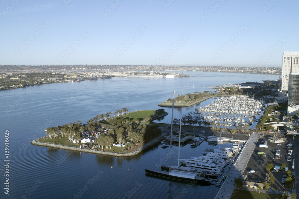 Aerial Harbor View of San Diego Bay