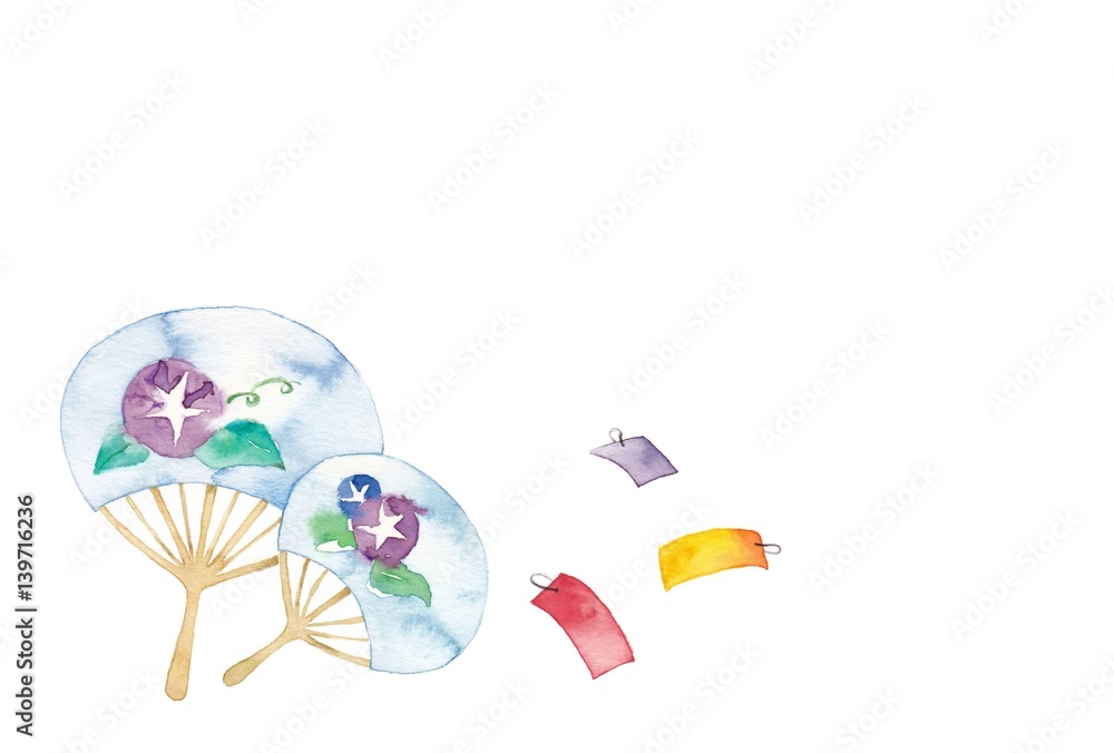 Naklejka premium うちわ、短冊