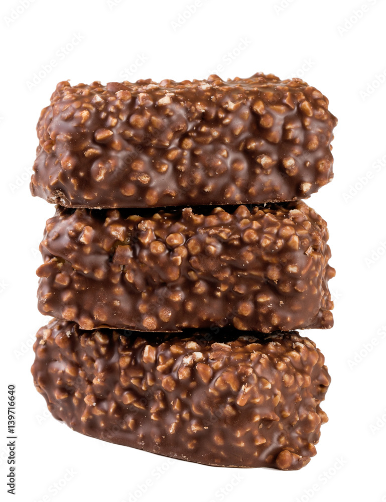chocolate candy with nuts isolated on white background chocolate candy with nuts isolated on white background