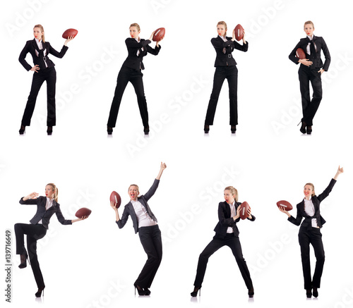 Woman businesswoman with american football © Elnur