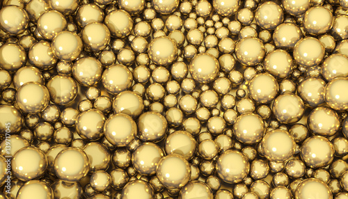 3d Illustration of golden spheres