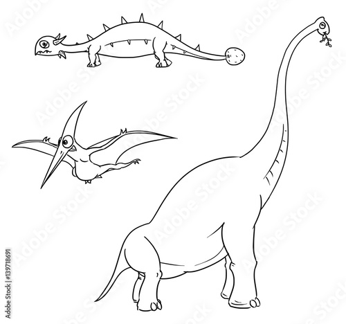 Cartoon Vector Set 01 of Ancient Dinosaur Monsters