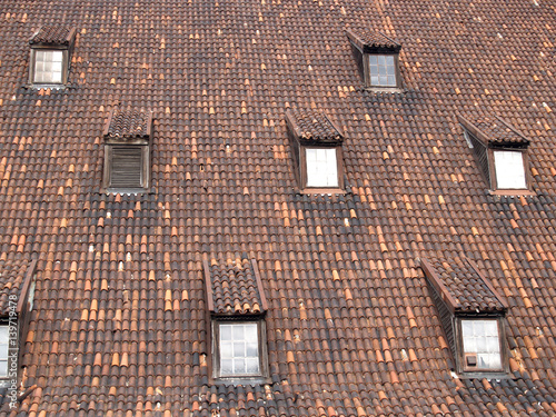 Fragment of a roof of the Big mill in Gdansk, Poland